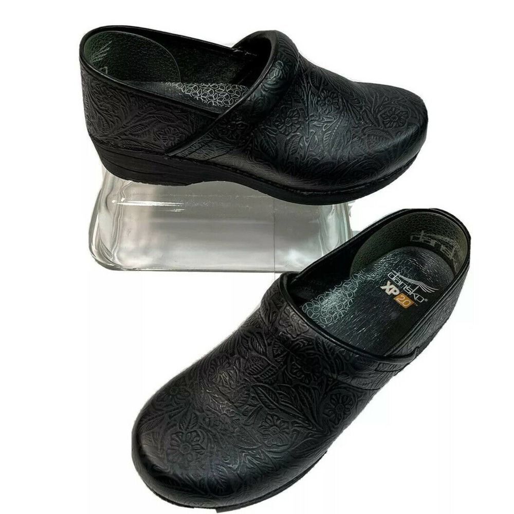 Dasnko XP 2.0 Black Floral Tooled Clogs Shoes Size 42 EU 11.5 12 US - Picture 2 of 12